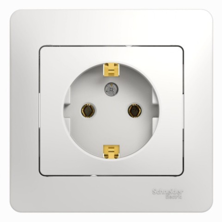 Розетка с заземлением без шторок с рамкой Schneider Electric Glossa GSL000142 Белый