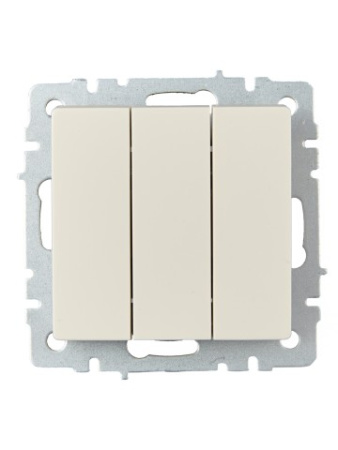 BRITE Выключатель 3-клавишный 10А ВС10-3-0-БрКр бежевый IEK фото в интернет-магазине БелЭлектрикМонтаж