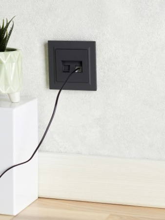 BRITE Розетка двойная RJ11+RJ45 кат.5E РК/Т12-БрГ графит IEK