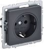 BRITE Розетка 1-местная с заземлением с защитными шторками 16А РС14-1-0-БрГ графит IEK фото в интернет-магазине БелЭлектрикМонтаж