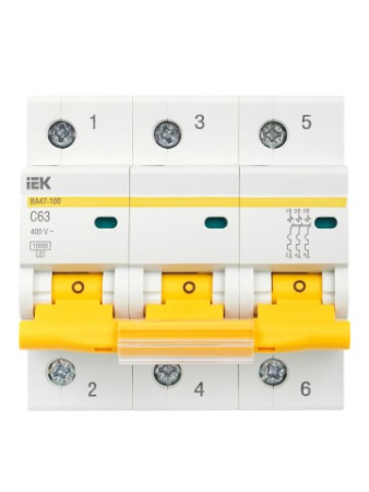 ВА47-100 3Р 63А 10кА х-ка С ИЭК автоматический выключатель