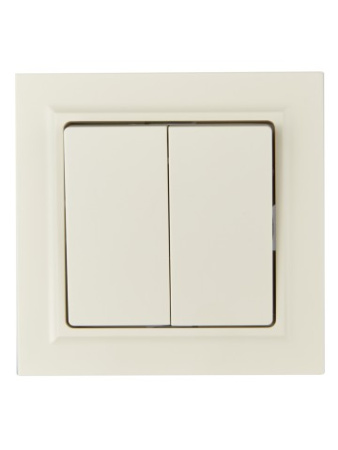 BRITE Выключатель 2-клавишный 10А в сборе ВСР10-2-0-БрКр бежевый IEK