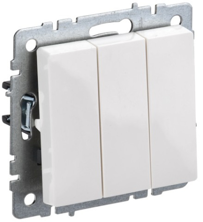 BRITE Выключатель 3-клавишный 10А ВС10-3-0-БрБ белый IEK фото в интернет-магазине БелЭлектрикМонтаж