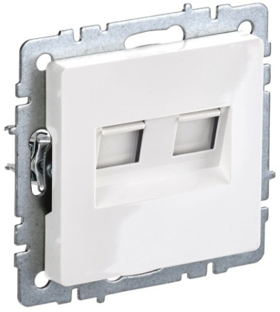 BRITE Розетка компьютерная двойная кат.5E RJ45 РК10-2-БрБ белый IEK фото в интернет-магазине БелЭлектрикМонтаж