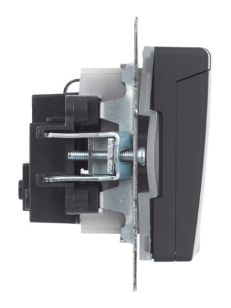 BRITE Розетка 1-местная с заземлением с защитными шторками и крышкой 16А IP44 РСбш10-3-44-БрГ графит IEK