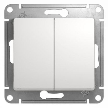 Переключатель 2-клавишный Schneider Electric Glossa GSL000165 Белый фото в интернет-магазине БелЭлектрикМонтаж