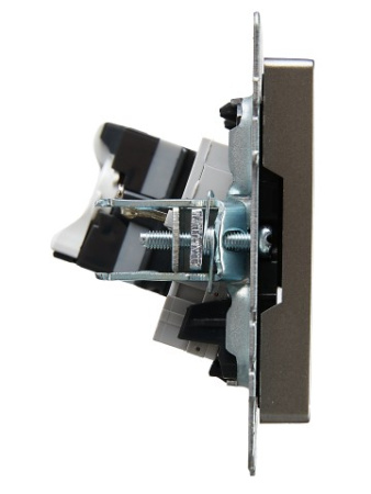 BRITE Розетка двойная RJ11+RJ45 кат.5E РК/Т12-БрС сталь IEK