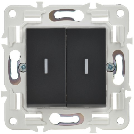 SKANDY Выключатель 2-клавишный с индикацией 10А SK-V09Bl черный IEK