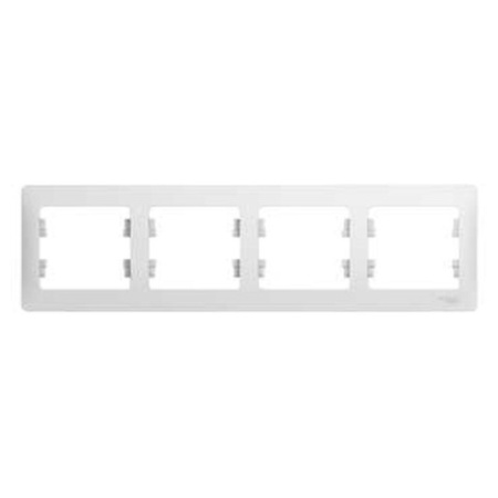 Рамка на 4 поста горизонтальная Schneider Electric Glossa GSL000104 Белый фото в интернет-магазине БелЭлектрикМонтаж
