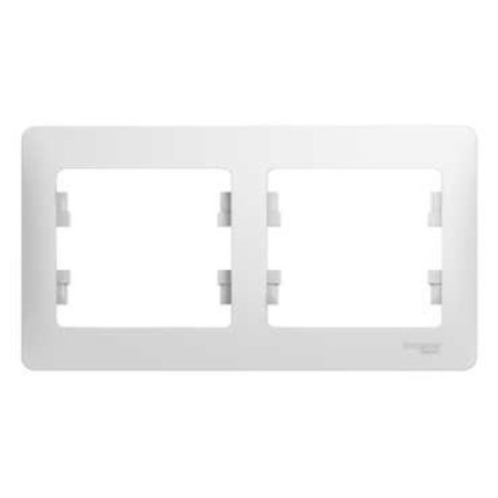 Рамка на 2 поста горизонтальная Schneider Electric Glossa GSL000102 Белый фото в интернет-магазине БелЭлектрикМонтаж