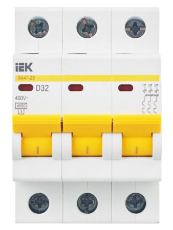 Авт. выкл.ВА47-29 3Р 32А 4,5кА х-ка D ИЭК фото в интернет-магазине БелЭлектрикМонтаж