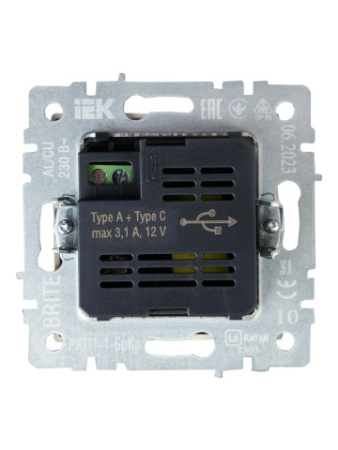 BRITE Розетка USB A+C 18Вт РЮ11-1-БрКр бежевый IEK