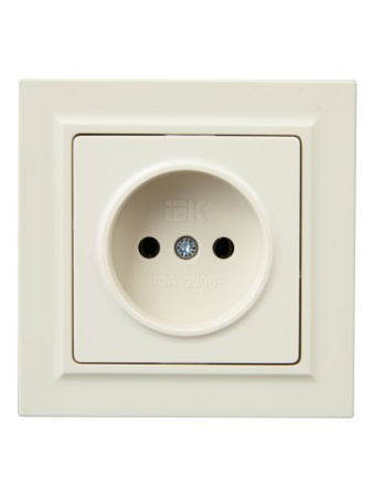 BRITE Розетка 1-местная без заземления без защитных шторок 10А в сборе РСР10-1-0-БрКр бежевый IEK