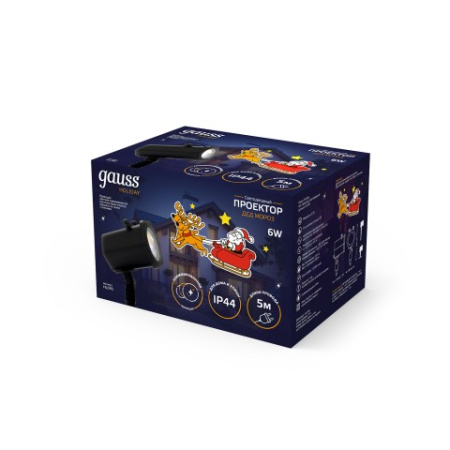 Проектор светодиодный Дед Мороз Gauss серия Holiday, анимированная картинка, IP44, 1/30