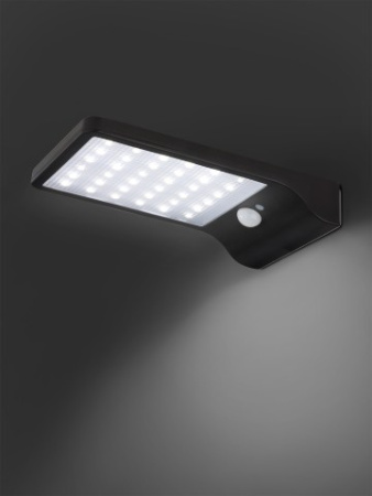 Светильник настенный "Феникс 4" на солн. батарее с датч. движ., 2 Вт, IP65, пластик, черн., TDM