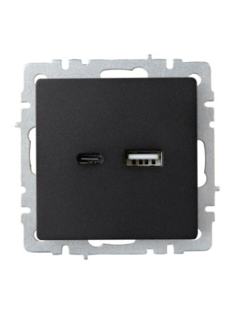 BRITE Розетка USB A+C 18Вт РЮ11-1-БрЧ черный IEK