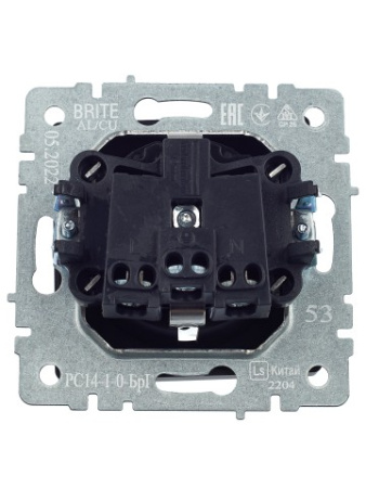 BRITE Розетка 1-местная с заземлением с защитными шторками 16А РС14-1-0-БрГ графит IEK фото в интернет-магазине БелЭлектрикМонтаж