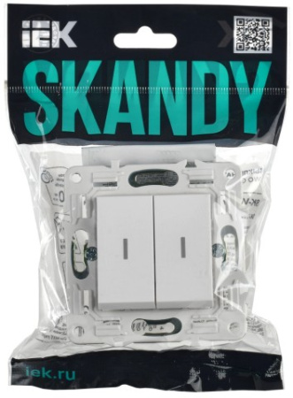 SKANDY Выключатель 2-клавишный с индикацией 10А SK-V09W арктический белый IEK